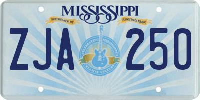 MS license plate ZJA250