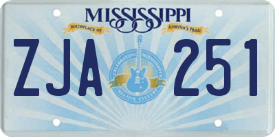 MS license plate ZJA251