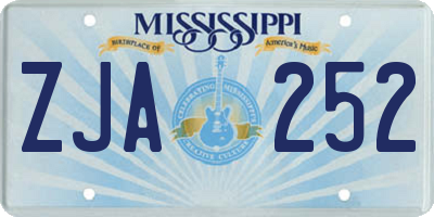 MS license plate ZJA252