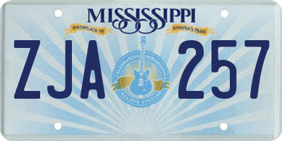 MS license plate ZJA257
