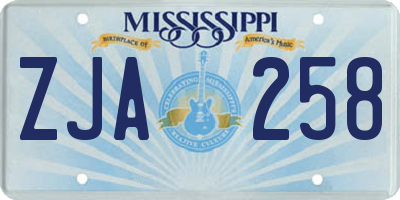 MS license plate ZJA258