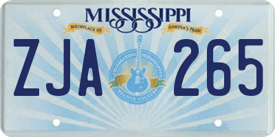 MS license plate ZJA265