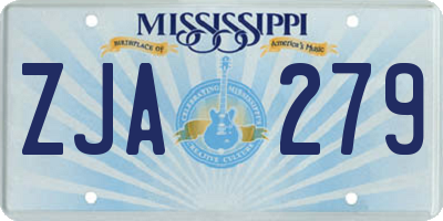 MS license plate ZJA279