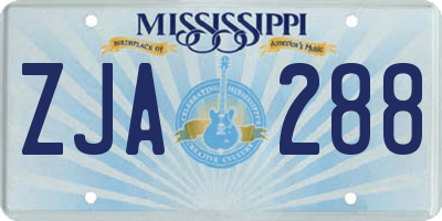 MS license plate ZJA288