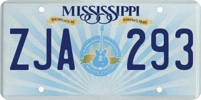 MS license plate ZJA293