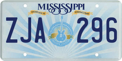 MS license plate ZJA296