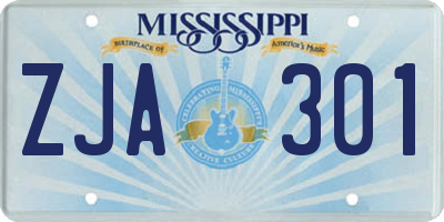 MS license plate ZJA301