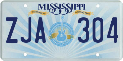 MS license plate ZJA304