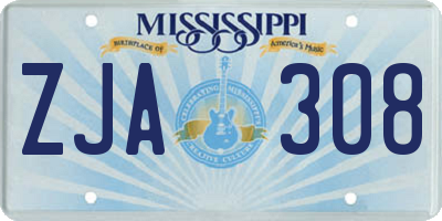 MS license plate ZJA308