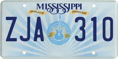 MS license plate ZJA310