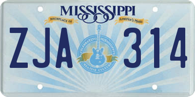MS license plate ZJA314