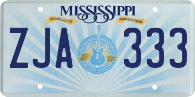 MS license plate ZJA333