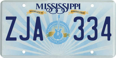 MS license plate ZJA334