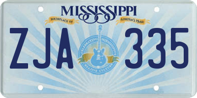 MS license plate ZJA335