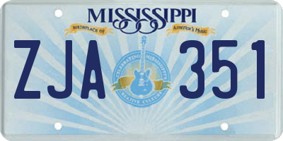 MS license plate ZJA351