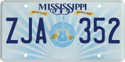 MS license plate ZJA352