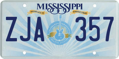 MS license plate ZJA357