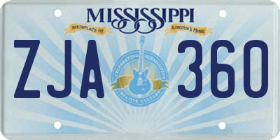 MS license plate ZJA360
