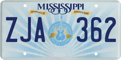MS license plate ZJA362