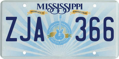 MS license plate ZJA366