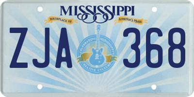 MS license plate ZJA368