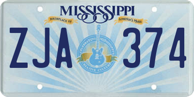 MS license plate ZJA374