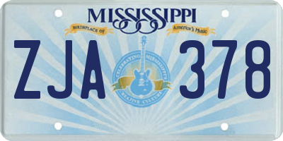 MS license plate ZJA378