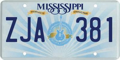 MS license plate ZJA381