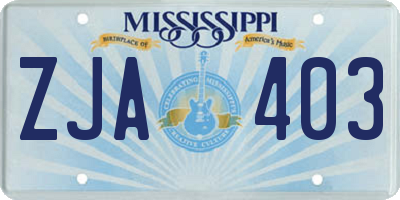 MS license plate ZJA403
