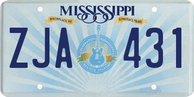 MS license plate ZJA431