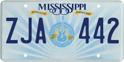 MS license plate ZJA442