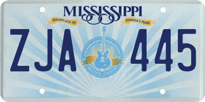 MS license plate ZJA445