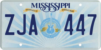 MS license plate ZJA447