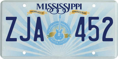 MS license plate ZJA452