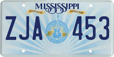 MS license plate ZJA453