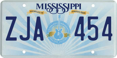 MS license plate ZJA454