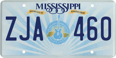MS license plate ZJA460