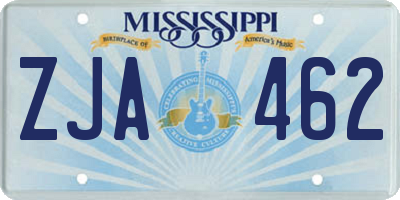 MS license plate ZJA462