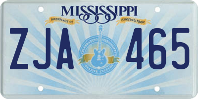 MS license plate ZJA465