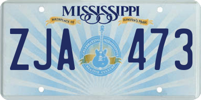 MS license plate ZJA473