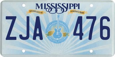 MS license plate ZJA476