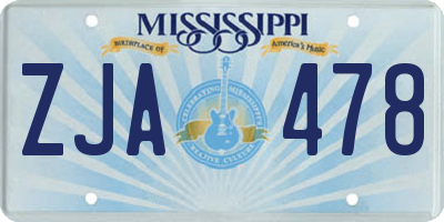 MS license plate ZJA478