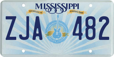 MS license plate ZJA482