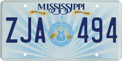 MS license plate ZJA494