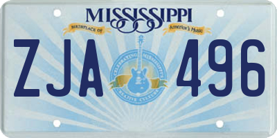 MS license plate ZJA496