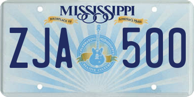MS license plate ZJA500