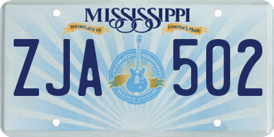 MS license plate ZJA502