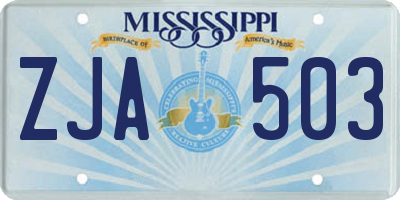MS license plate ZJA503