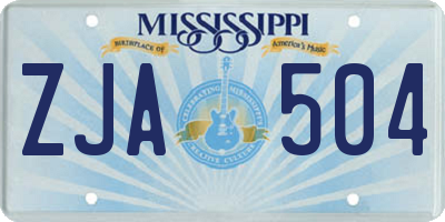 MS license plate ZJA504