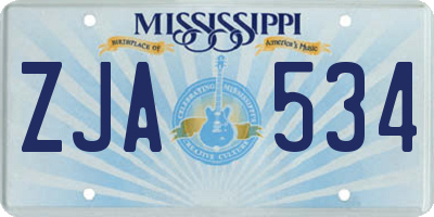 MS license plate ZJA534